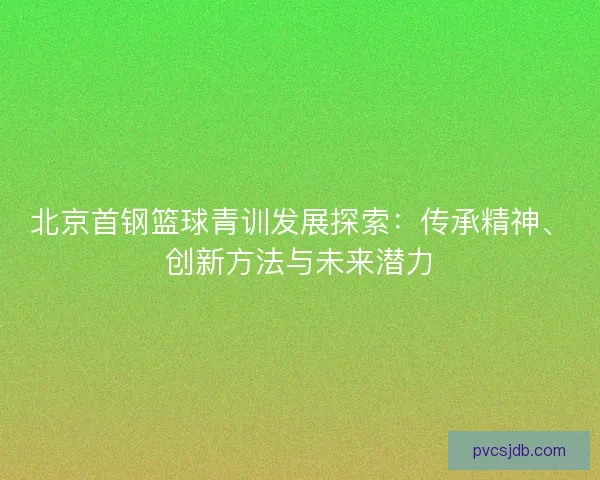 北京首钢篮球青训发展探索：传承精神、创新方法与未来潜力